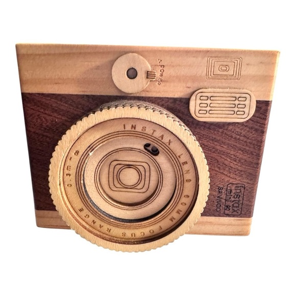 Wood Instax Mini 90 Camera Pen Holder Cup, brown, office, WFH, organizer gift - Picture 7 of 12